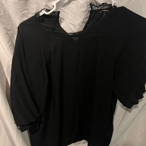 Express Black Lace Detail Blouse